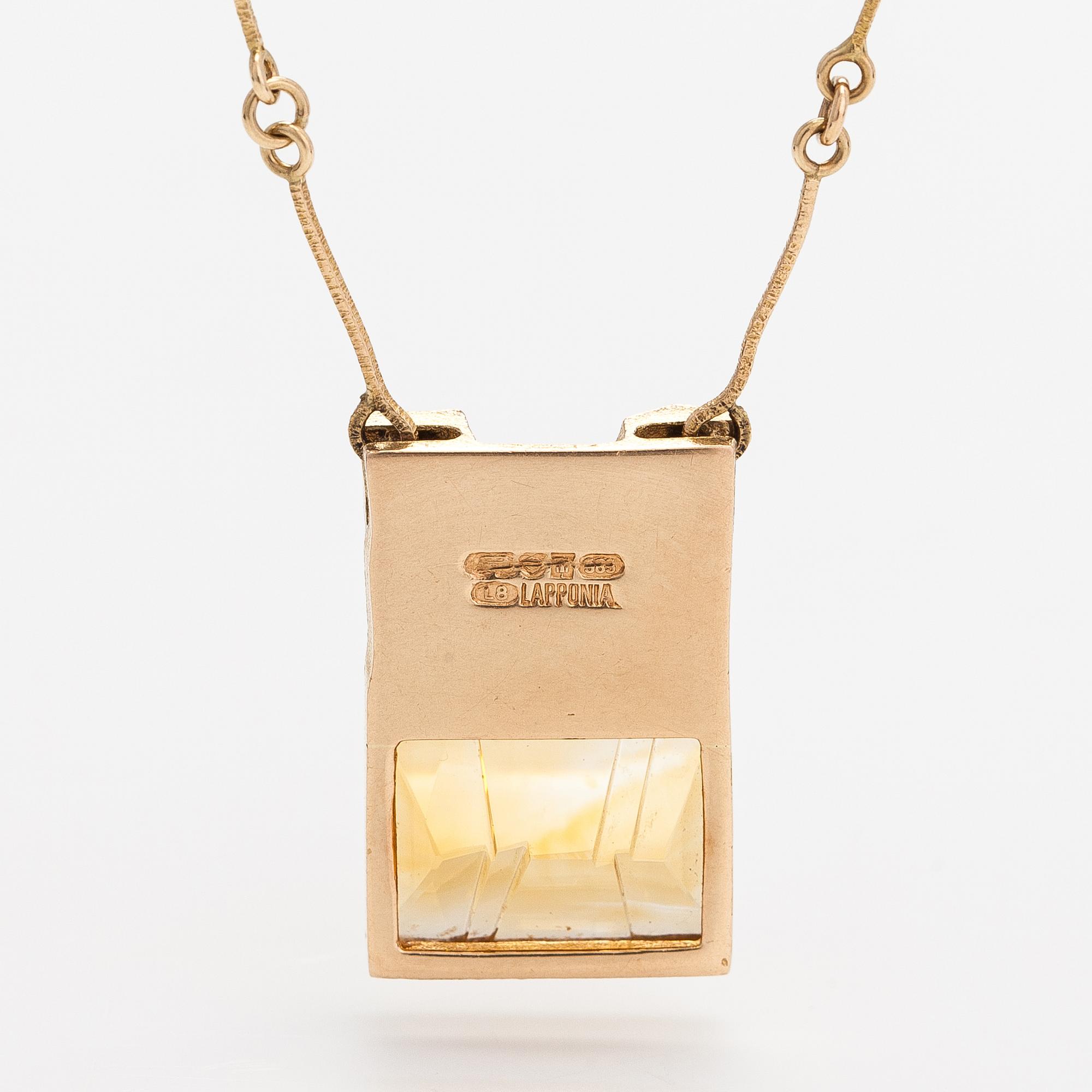 Björn Weckström, Halsband "Luxa", 14K guld och citrin. Lapponia 1988.