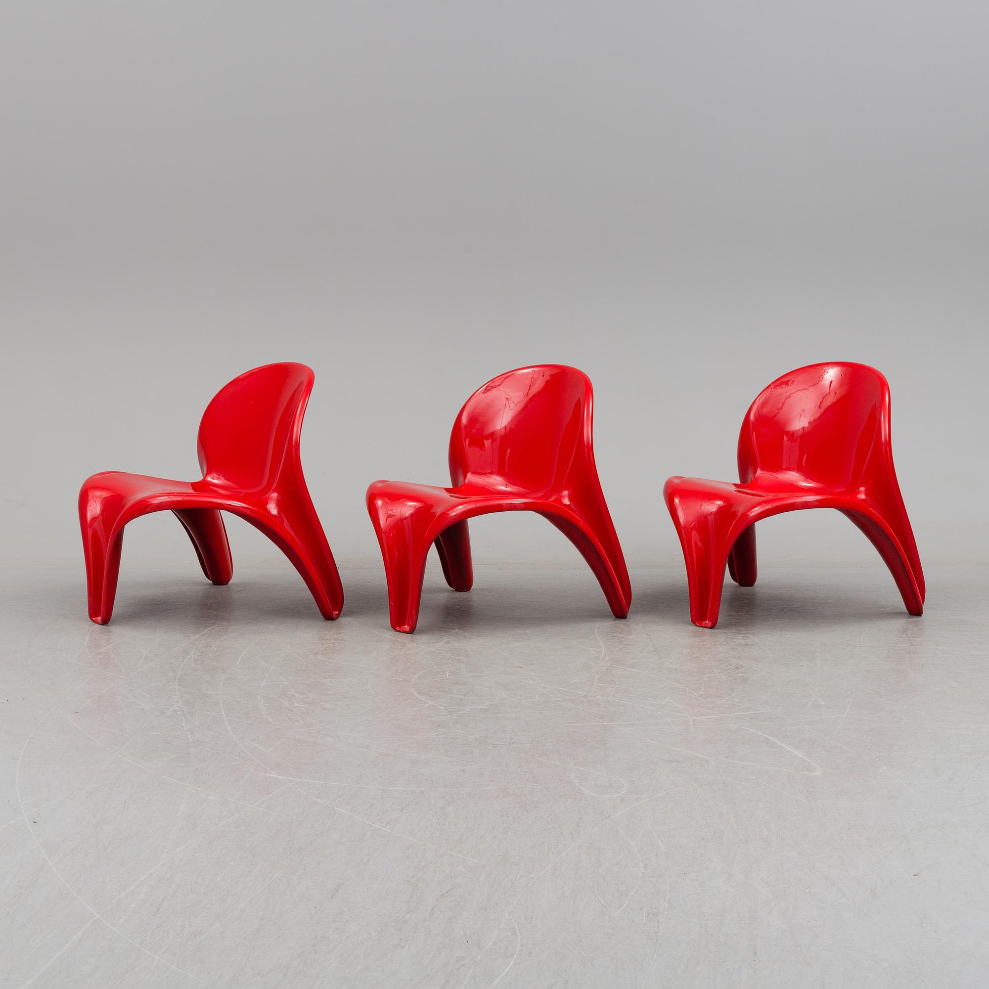 AAGE EGERIIS, a sofa table and three lounge chairs, France & son, Denmark.
