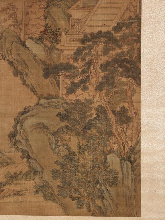 A Chinese scroll painting, signed of Qiu Ying (1494-1551), but most likely later.