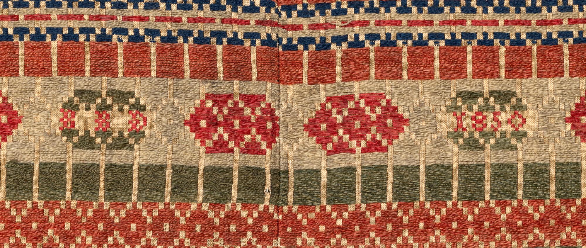 Bordstäcke/bonad, krabbasnår, Skåne, ca 193 x 134 cm.