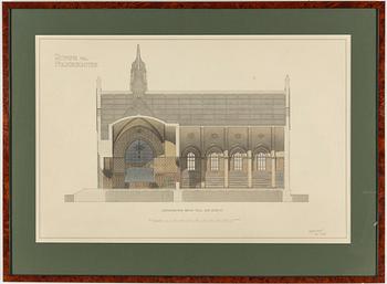 FASADRITNINGAR/ELEVATIONER, 3 st, akvarell, 1900-tal.