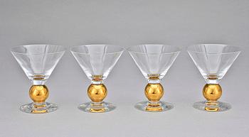 CHAMPAGNE- / MARTINIGLAS, 4st, "Nobel", Gunnar Cyrén, Orrefors, 1900-tal.