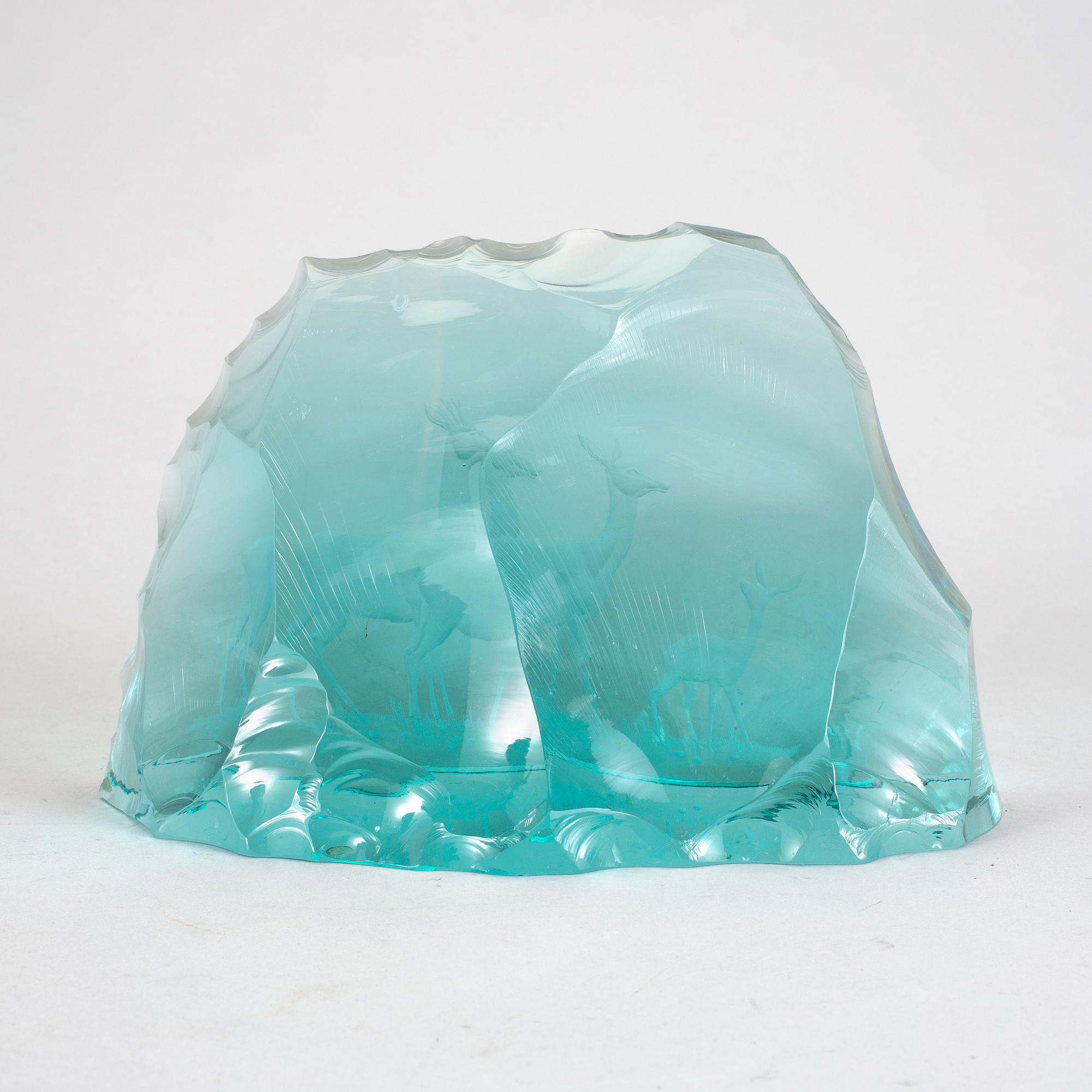 SKULPTUR, glas, signerad Vicke Lindstrand, Kosta.