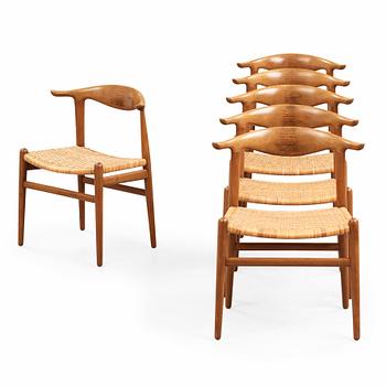 Hans J. Wegner, "Kohornsstolen/ Cowhorn chair", sex stycken, "JH-505", Johannes Hansen, Danmark 1950-60.