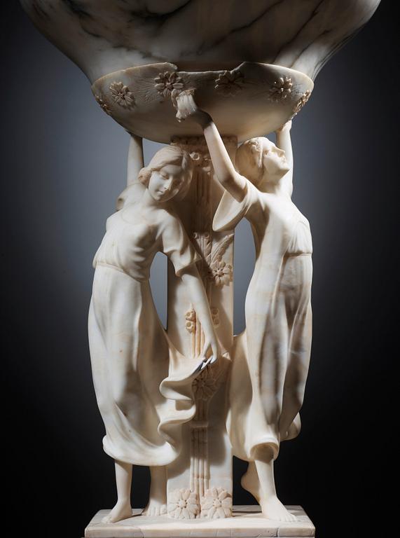 A R. Gremigni alabaster floor lamp, Italy, probably 1910-20's.