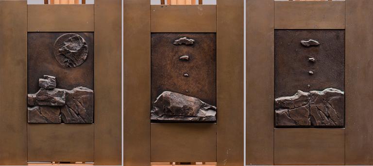 ARVO SIIKAMÄKI, RELIEFS, 3 PCS. Signs in the sky & Full moon & Iceberg.