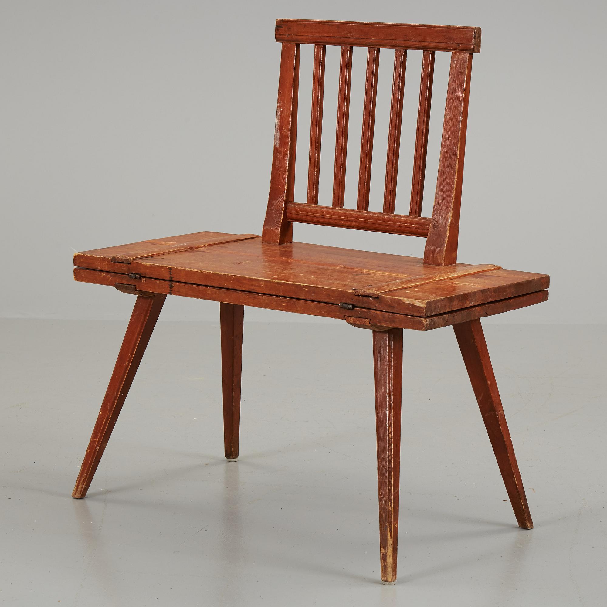 A provincial pine table/chair, 19th Century.