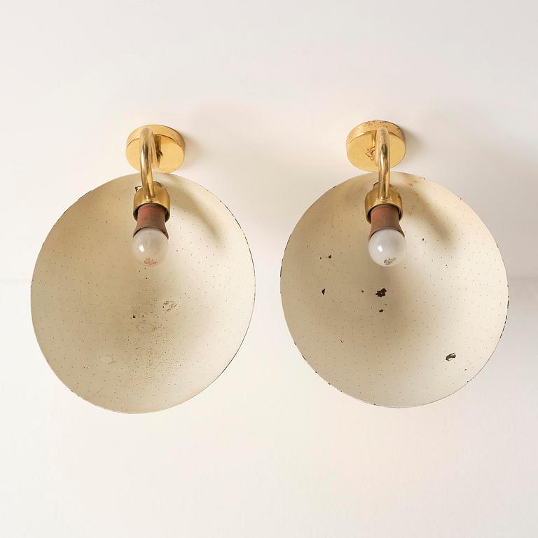 Carl-Axel Acking, a pair of wall sconces model "5019", Bröderna Malmströms Metallvarufabrik, Malmö, 1940s-1950s.