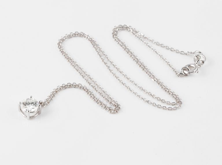 HÄNGE, 18K vitguld med briljantslipad diamant 0.72 ct. Vikt 2,1 gram.