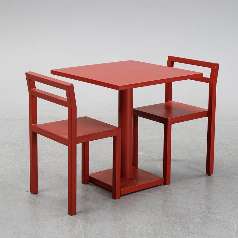 Boris Berlin/Poul Christiansen, a 'Non' table with two chairs by Komplot design for Källmo.