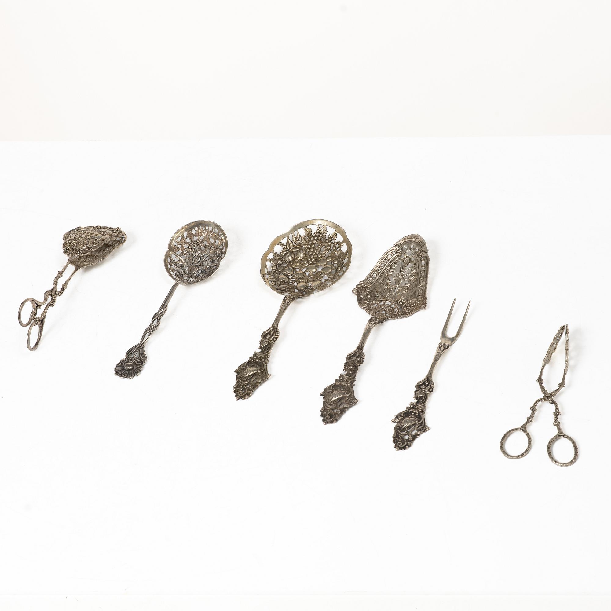 Serving cutlery, 6 pieces, silver, including Georg Wessfelt, 20th century.