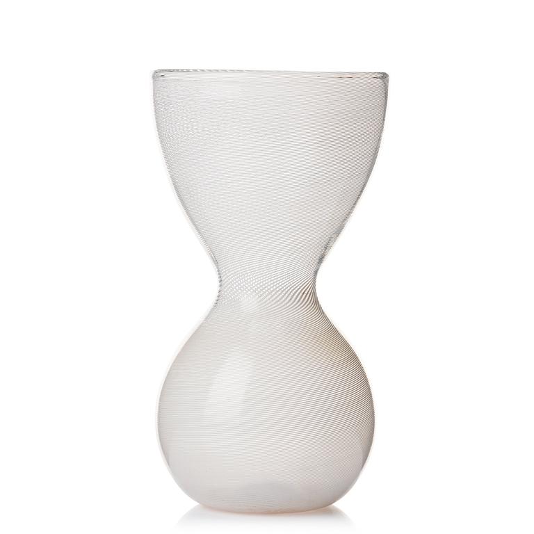 Carlo Scarpa, a "Mezza Filigrana" glass vase, Venini, Murano, Italy ca 1946-48.