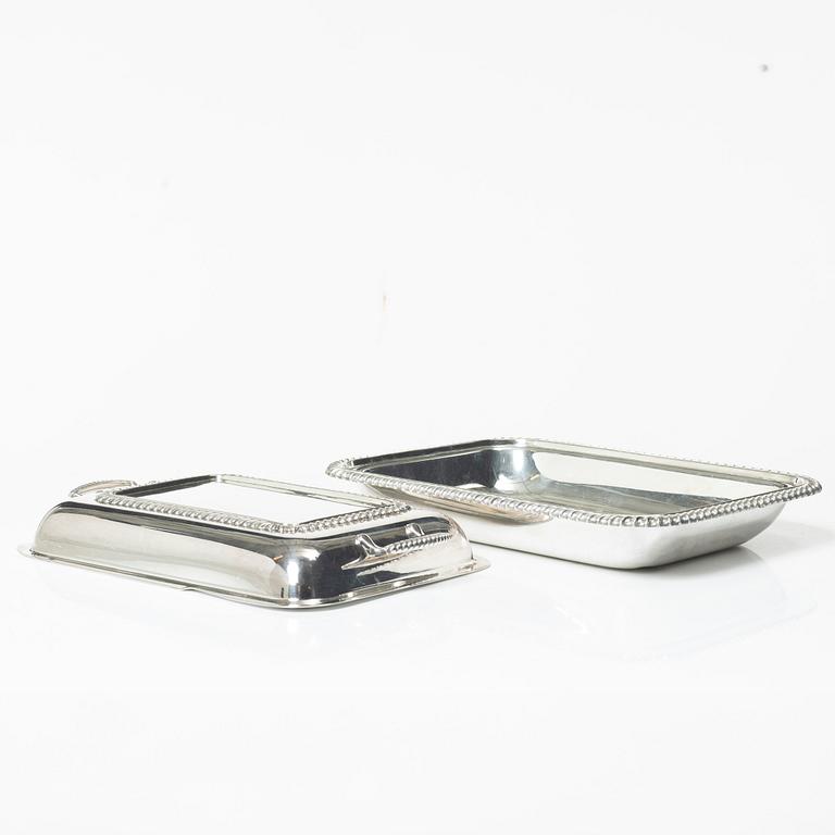 Covered bowl, silver plate, JLH, England.