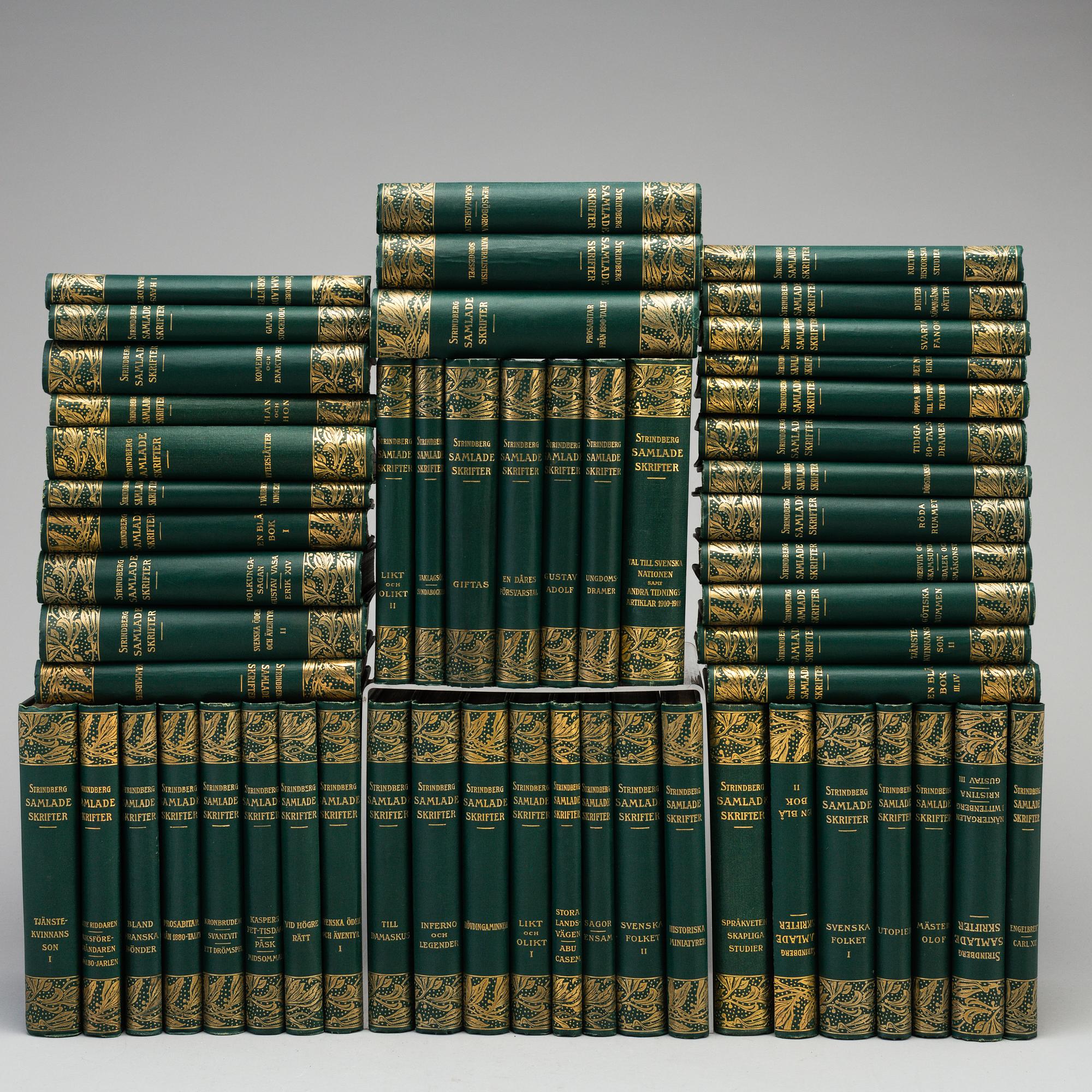 AUGUST STRINDBERGS SAMLADE VERK, 55 vol, Albert Bonniers förlag, Stockholm 1912-1919.