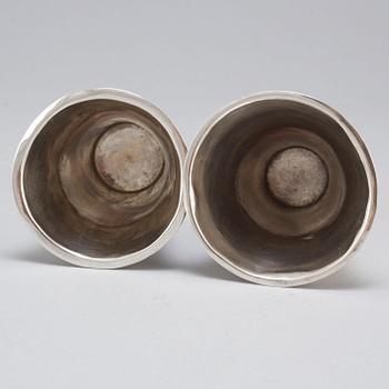 Two 18th Century silver beakers.