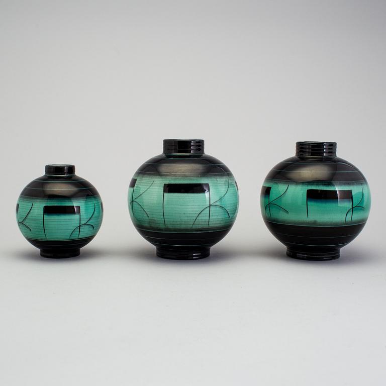 2 vases of the "V series", Ilse Claesson, Rörstrand 1930´s.