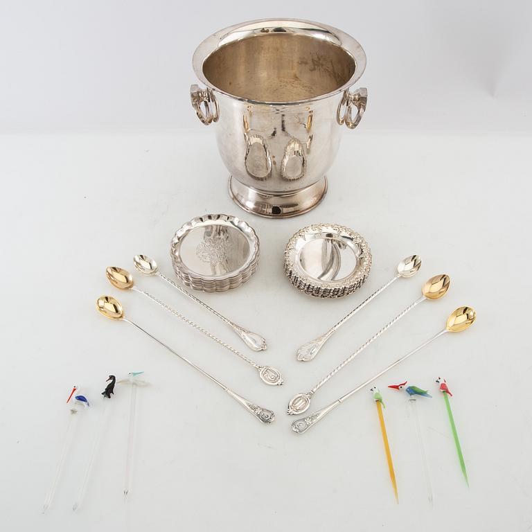 Drink set with ice bucket, cooler, glasses, etc. first half/mid 20th century.