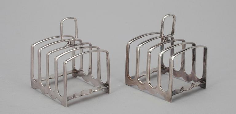 TOASTSTÄLL, ett par, silver, Sheffield 1936. Vikt 229 g.
