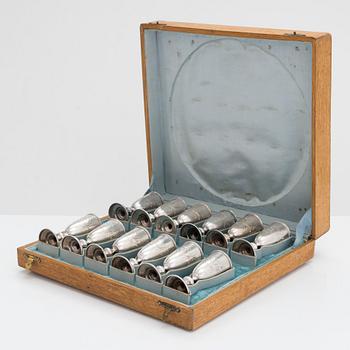 A 12-piece silver vodka set in original box, Moscow 1898-1914.