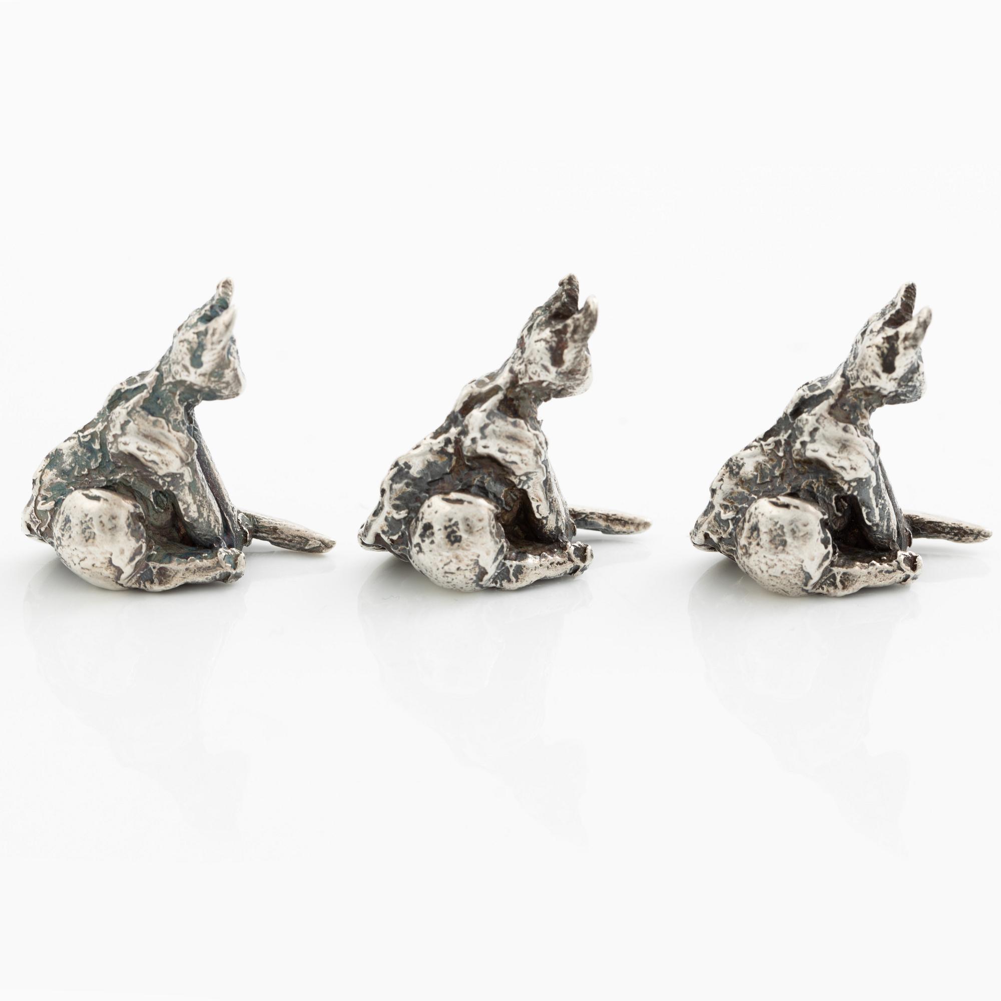 PA Lundahl-Terrs, figurines/pendants, eleven pieces, silver, in the form of animals.