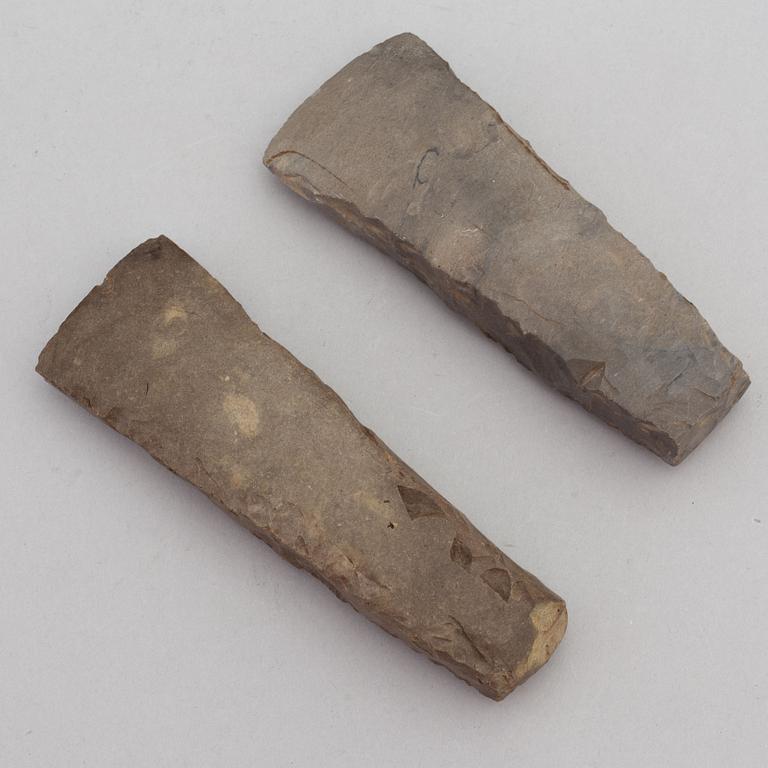 A set of two neolithic stoneaxes.