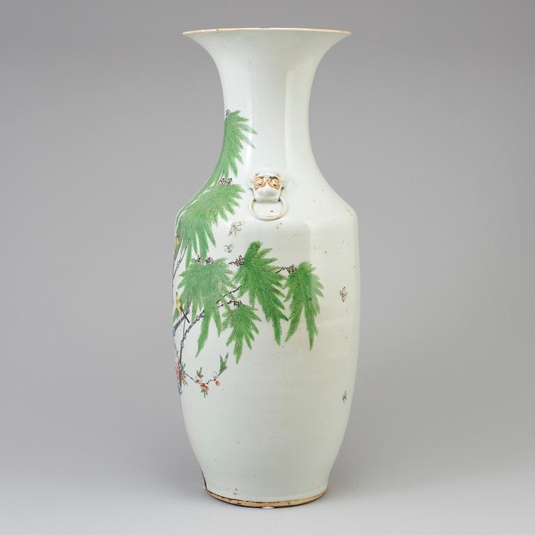 A large Chinese 20th century famille rose porcelain vase.