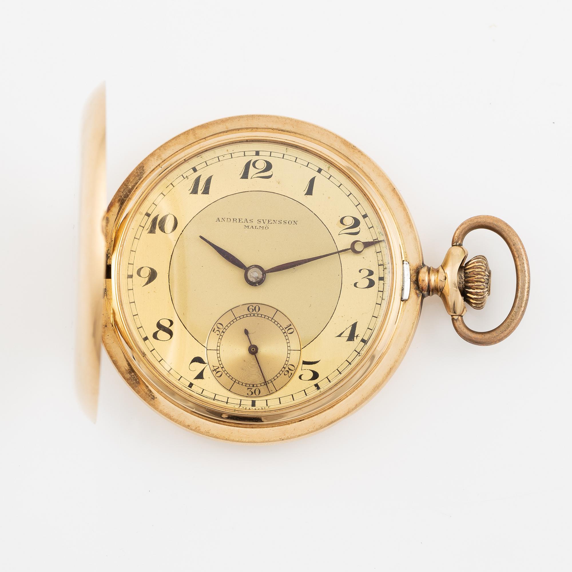 Pocket watch, 14K gold, hunter, Andreas Svensson Malmö, Boliden Gold, 50.5 mm.