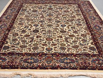A carpet, Mashad, figural, part silk, ca 359 x 250 cm.