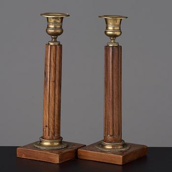 A pair of late Gustavian late 18th century candlesticks.