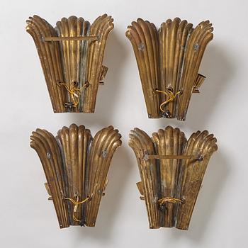 A.W. Borgh, four Swedish Grace wall sconses, probably 1920-1930's.