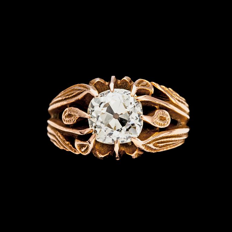 RING, antikslipad diamant, ca 1.50 ct.