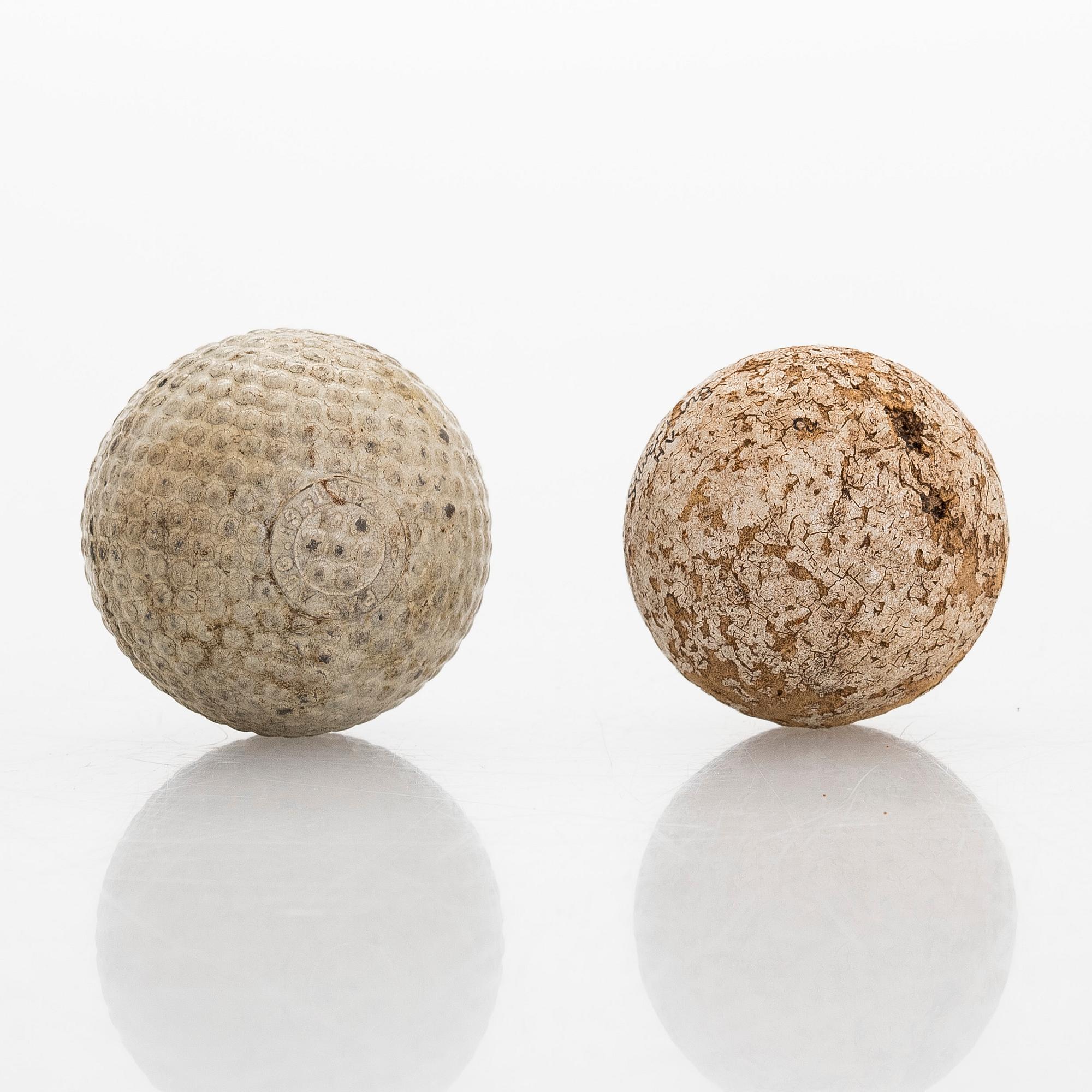 Golfbollar, 3 st, sekelskiftet 1800/1900.