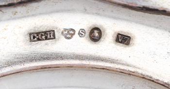 GLASUNDERLÄGG, 19 st (1+6+12), silver, GAB och CG Hallberg. Vikt ca 459 g.