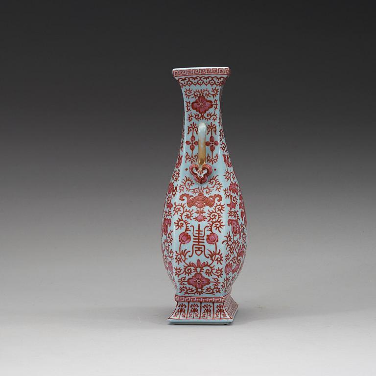 A 'clair du lune glazed' enamelled vase, Republic (1912-49) with Qianlong sealmark.