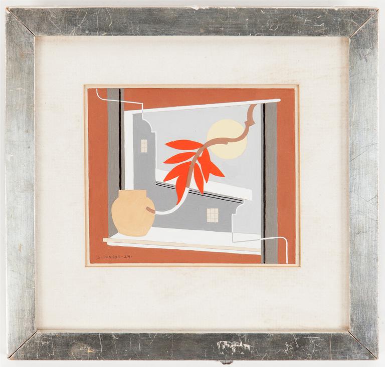 Sven Jonson, "Komposition med rött blad" (Composition with red leaf).