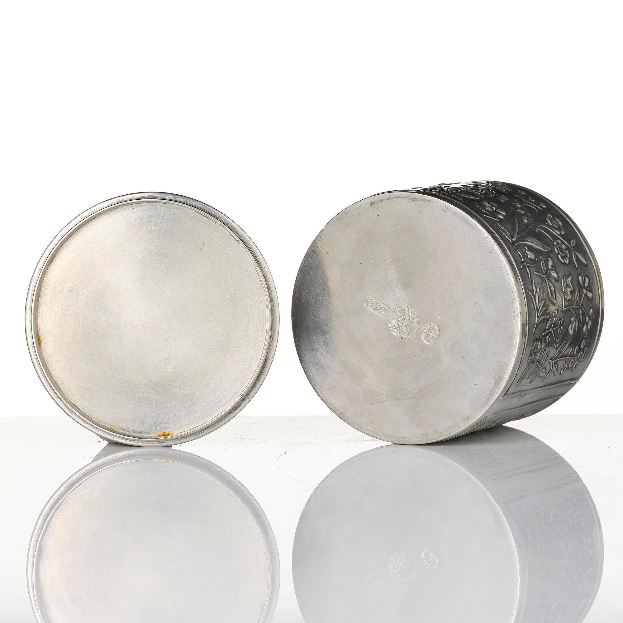 Estrid Ericson, & Firma Svenskt Tenn, a lidded pewter jar, Stockholm, 1975.