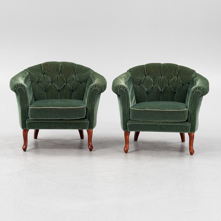 A pair of Bröderna Andersson easy chairs, mid 20th Century.