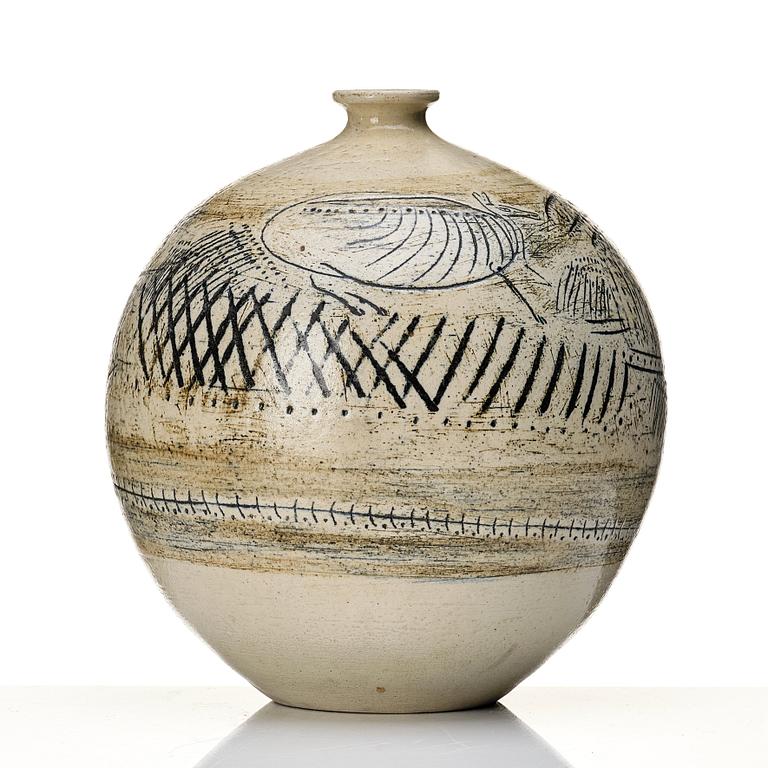 Anders Bruno Liljefors, a large stoneware vase, Gustavsberg studio, Sweden early 1950s.