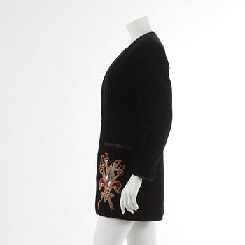 ESCADA, a black velvet jacket with embellishments. Size 38.