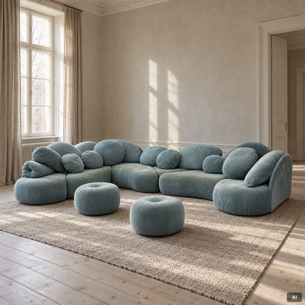 Hans Hopfer, a "Croissant" modular sofa model WK 510, Neue Wiener Werkstätte, 1980s.