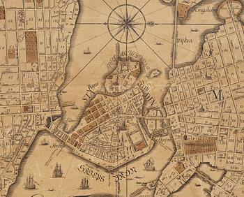 PETRUS TILLEAUS, karta, "General Charta Stockholm", 1733.