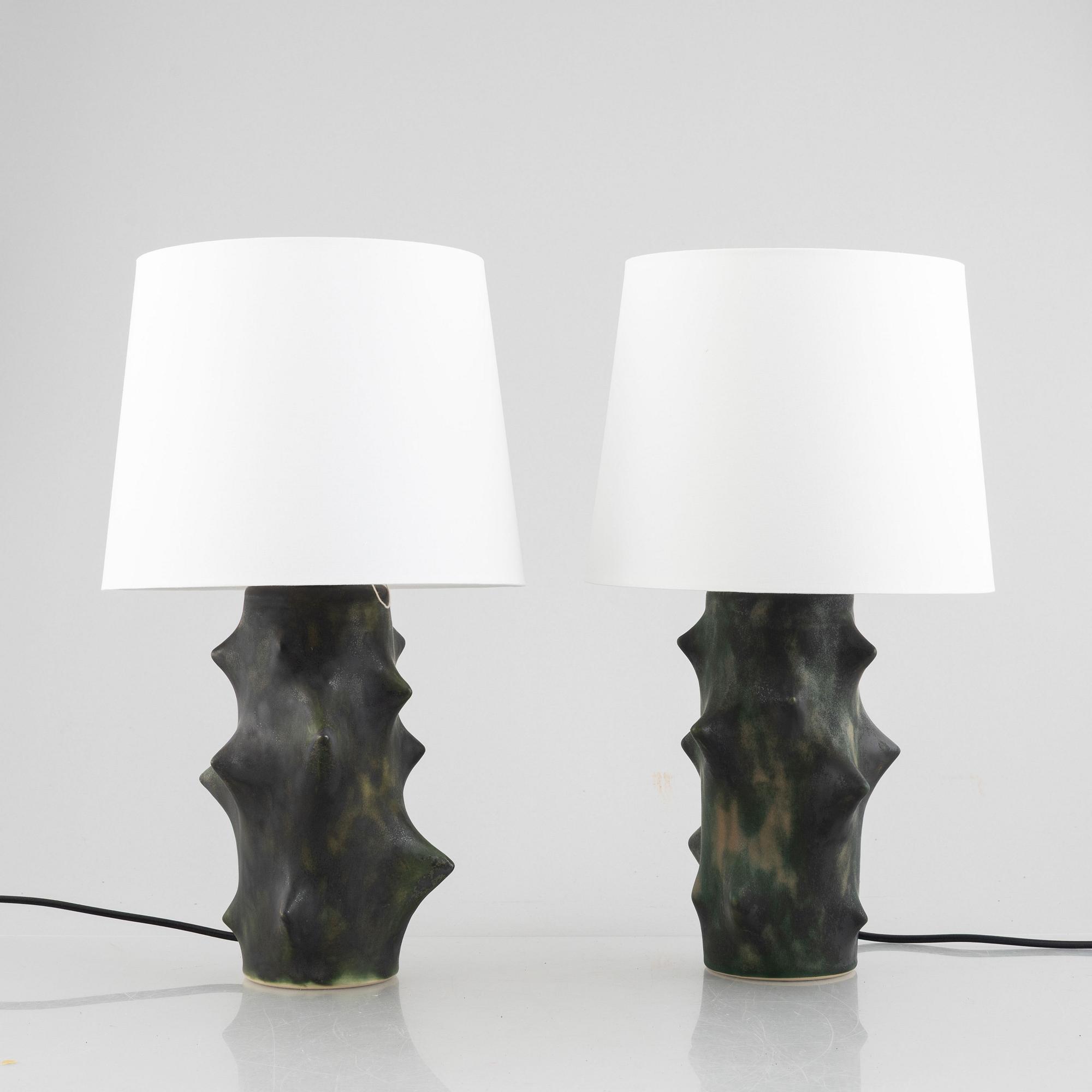 Knud Basse, a pair of  "Rosentorn" table lamps, Michael Andersen & Son, Denmark.