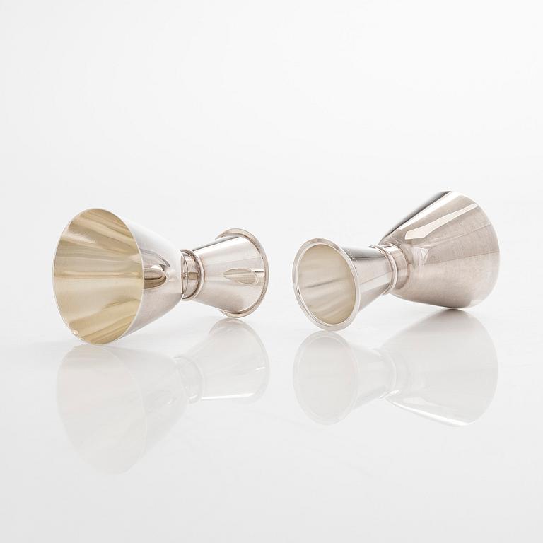 Tapio Wirkkala, a set of eight 'TW 329' silver beakers, Kultakeskus, Hämeenlinna 1967-1968.