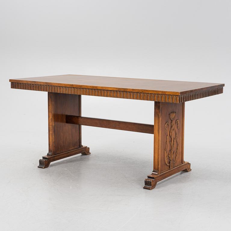 A atained birch Swedish Grace dining table, 1930's/30's.