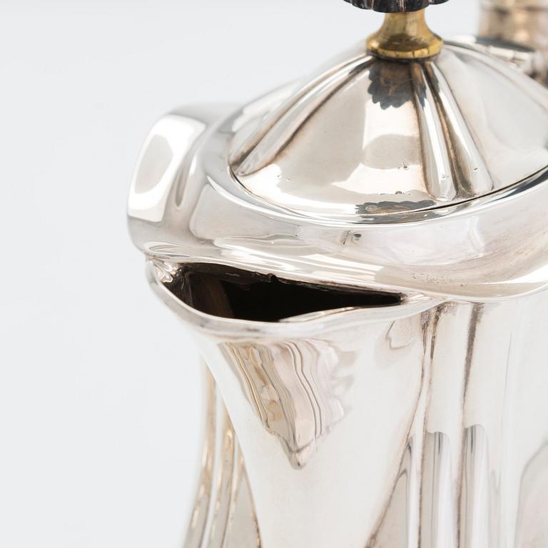 Te- och kaffeservis, 4 dlr, sterlingsilver, Joseph Gloster Ltd, Birmingham 1911, 1919 och 1922.