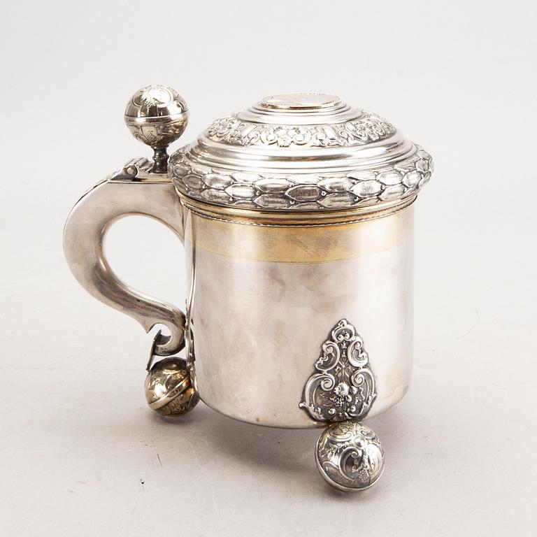 A Swedish 20th century silver tankard mark of CG Hallberg Stockholm 1951 weight 578 gr.