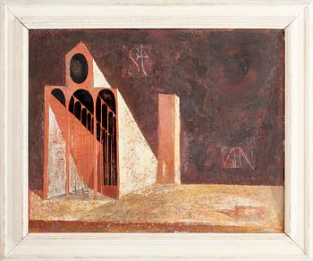 JAN BRAZDA, blandteknik på pannå, signerad.