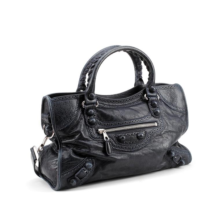 BALENCIAGA, a blue leather bag, ”Brogue City".