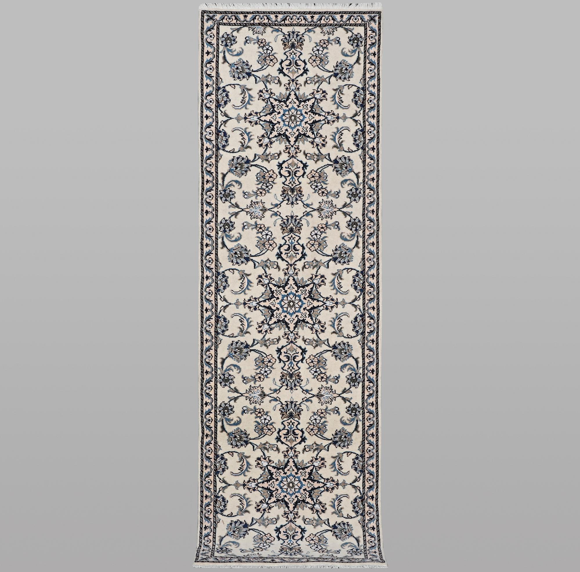A runner carpet, Nain, part silk, ca 289 x 79 cm.