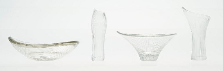 Tapio Wirkkala, TAPIO WIRKKALA, ART GLASS, 4 PIECES.